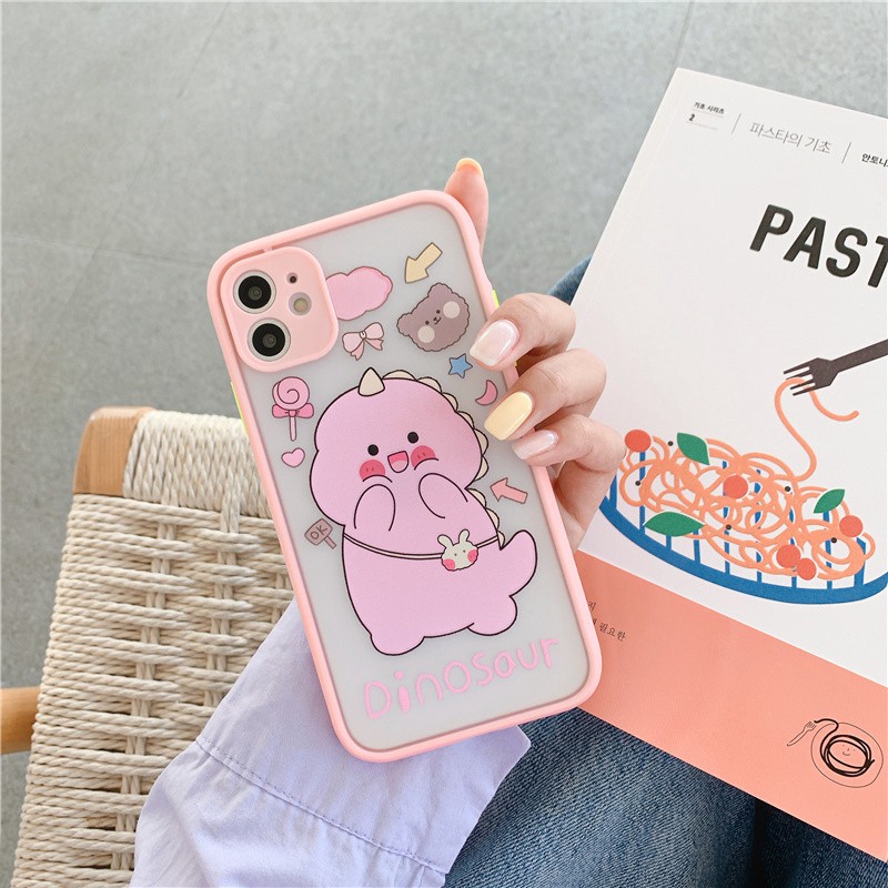 Ốp Lưng Nhám Chống Sock, Va Đập Bảo Vệ Camera Angel cake, Dinosour - G078