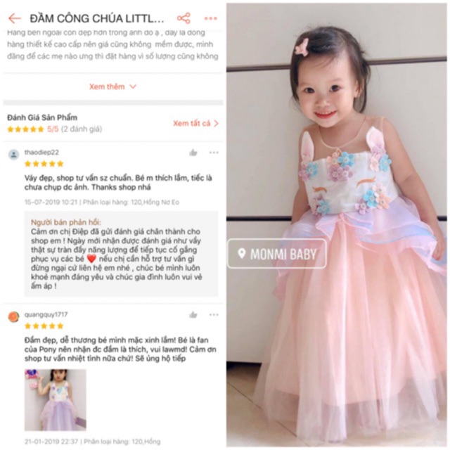 ĐẦM CÔNG CHÚA UNICORN - LITTLE PONY LOẠI 1 CHO BÉ GÁI 13-30KG