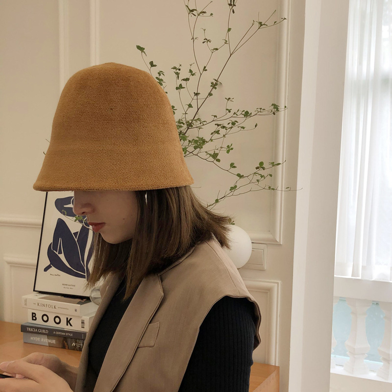 Nón Bucket Dệt Kim Phong Cách Retro Cho Phái Nữ