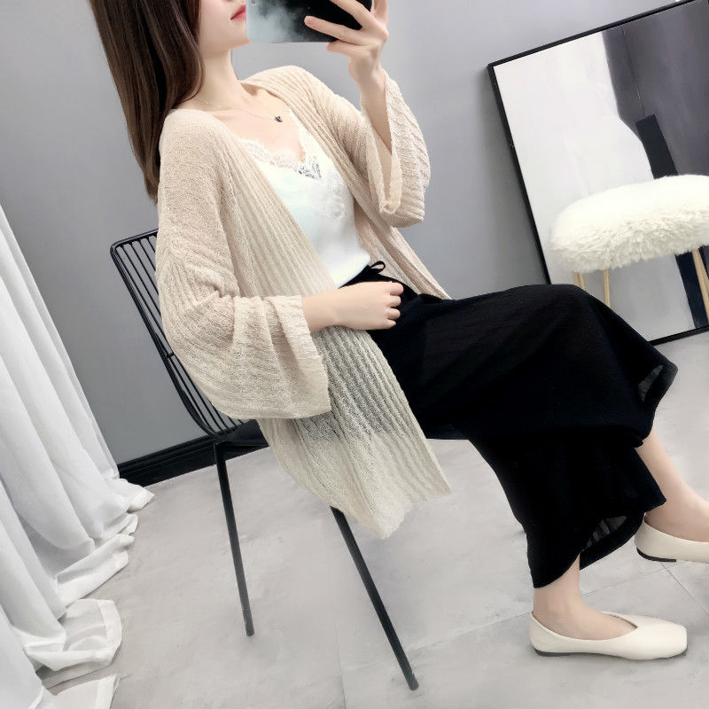 Áo Khoác Cardigan Vải Lụa Dệt Kim Mỏng Dáng Rộng Chống Nắng Phong Cách Hàn Quốc Thời Trang Mùa Hè Cho Nữ | BigBuy360 - bigbuy360.vn