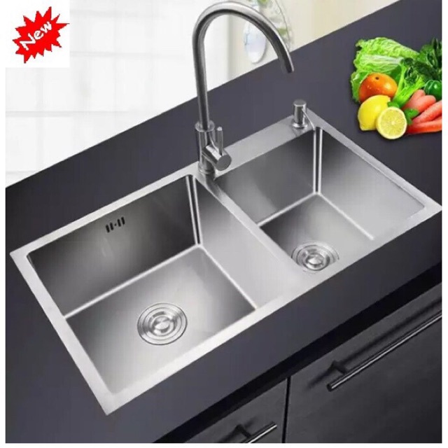 Chậu rửa bát inox đúc 2 hố Korea chính hãng