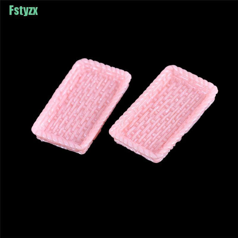 fstyzx 2Pcs Dollhouse Miniature Dinner Plate Dishes Kitchen Mini Food Plates Tableware