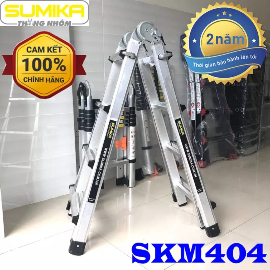 Thang nhôm gấp trượt chữ A mở rộng SUMIKA SKM404 & SKM404A tải trọng 300kg,bảo hành 2 năm, thang điện lạnh