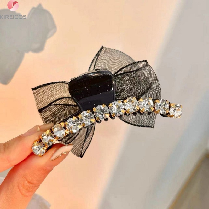 Kẹp Tóc Gấp Tóc Nơ Đính Đá 2 Mặt Sang Chảnh Phong Cách Hàn Quốc