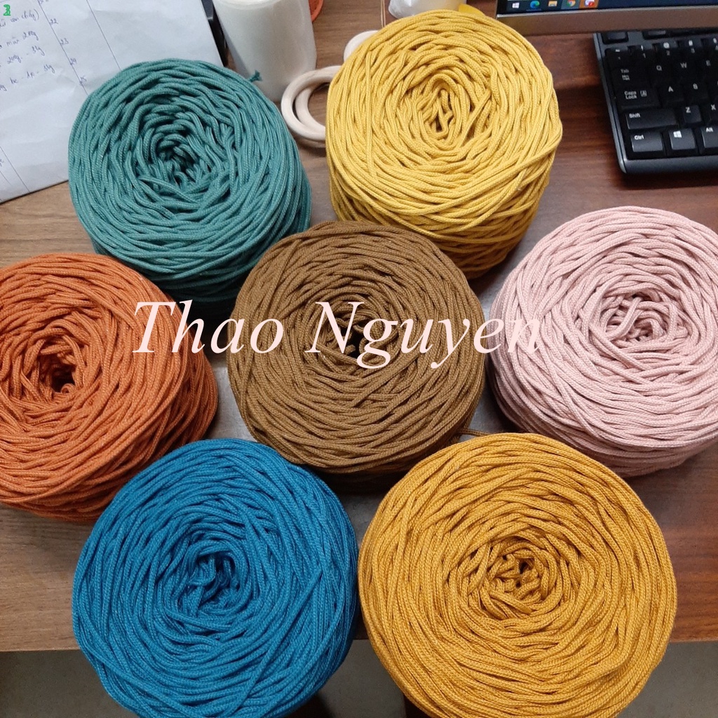 200g- Dây dệt macrame, dây dệt mắt na- 3mm. FULL COLOR