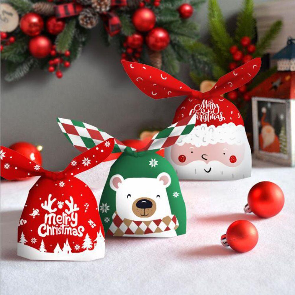 Bộ 10 Túi Đựng Kẹo Giáng Sinh Hình Ông Già Noel Tai Dài