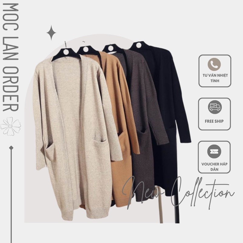 (MộcLan ORDER) áo cadigan nữ dáng dài nữ tính phong cách hàn quốc