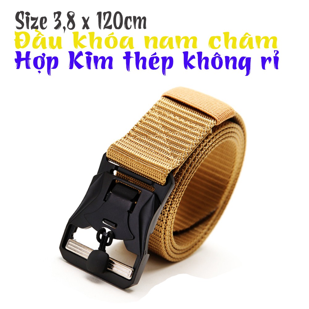Thắt lưng nam vải dù , đầu khóa kim loại màu đen hút NAM CHÂM điểm nhấn độc đáo ,nhiều màu dài 120cm.