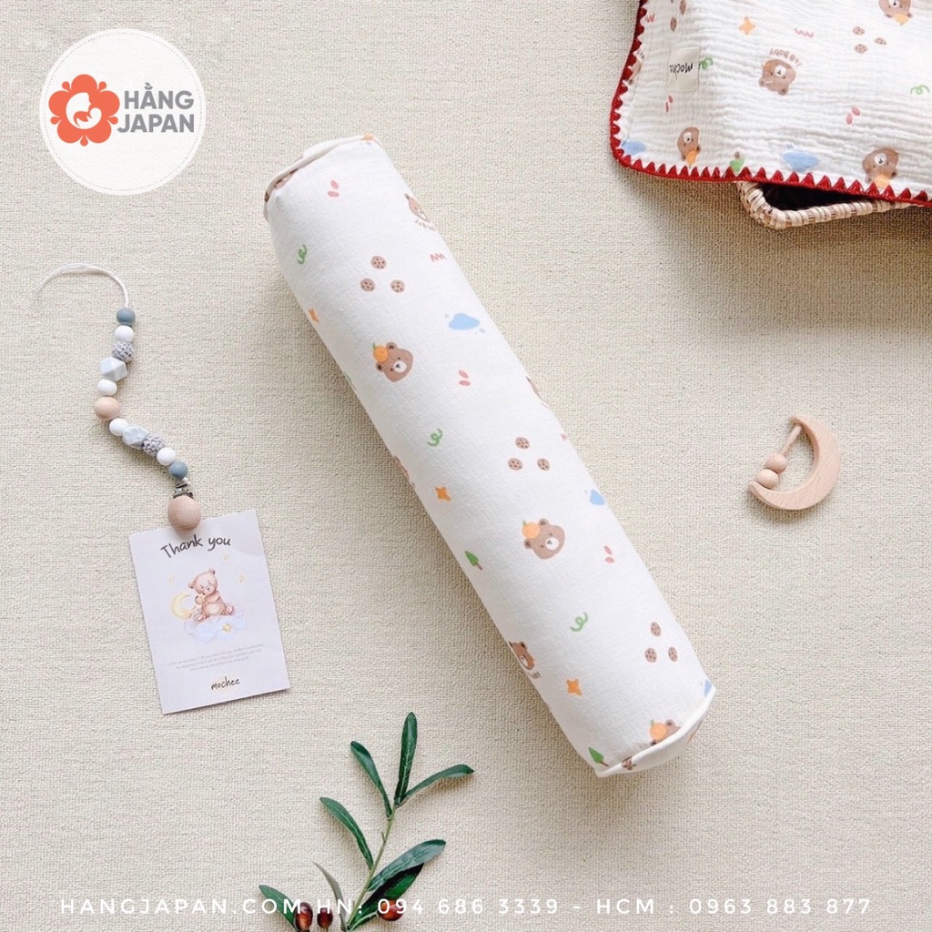 Full set 7 món vải xô Muslin chần bông họa tiết  MOCHEE cao cấp, mềm mại, mỏng nhẹ và ko bị nóng bí lưng cho bé