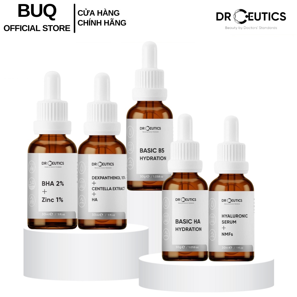 Serum Cấp Ẩm, Giảm Mụn, Phục Hồi Da Drceutics HA, B5, B3, Niacinamide, Vitamin C 30ml