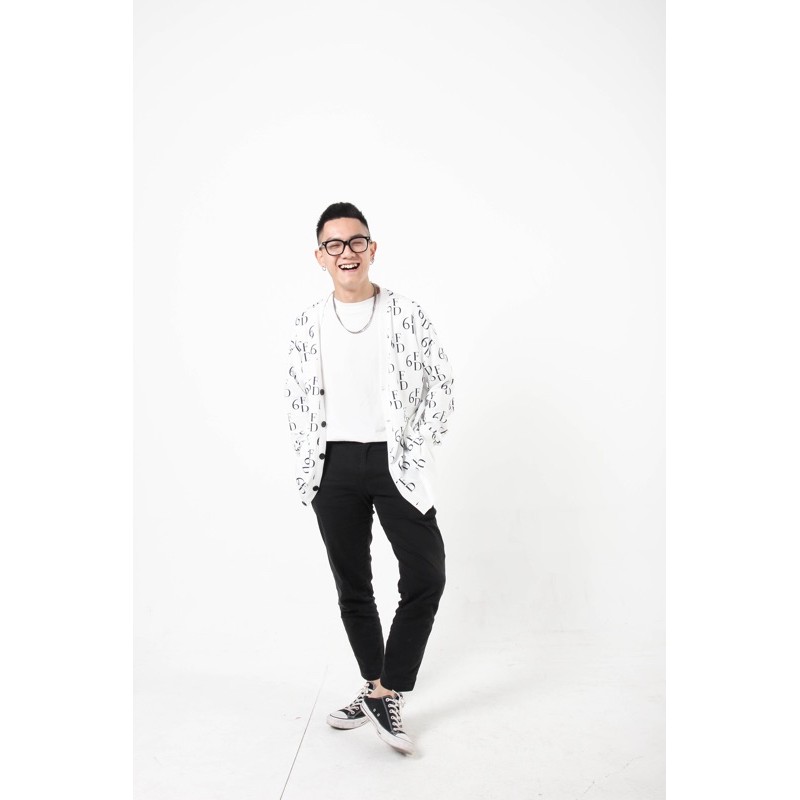 ÁO KHOÁC CARDIGAN MONOGRAM TRẮNG / UNISEX | BigBuy360 - bigbuy360.vn