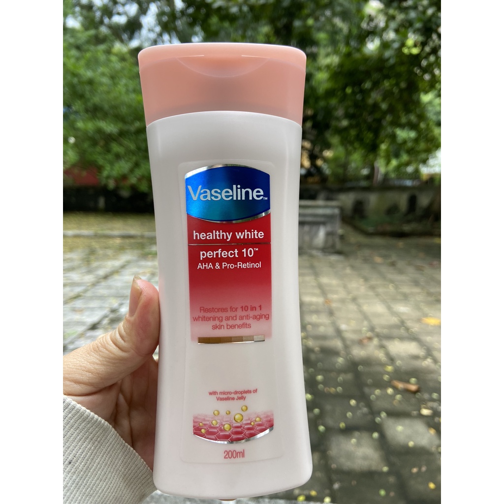 Sữa Dưỡng Thể Trắng Da Vaseline healthy white perfect 10TM 200ml có quà tặng