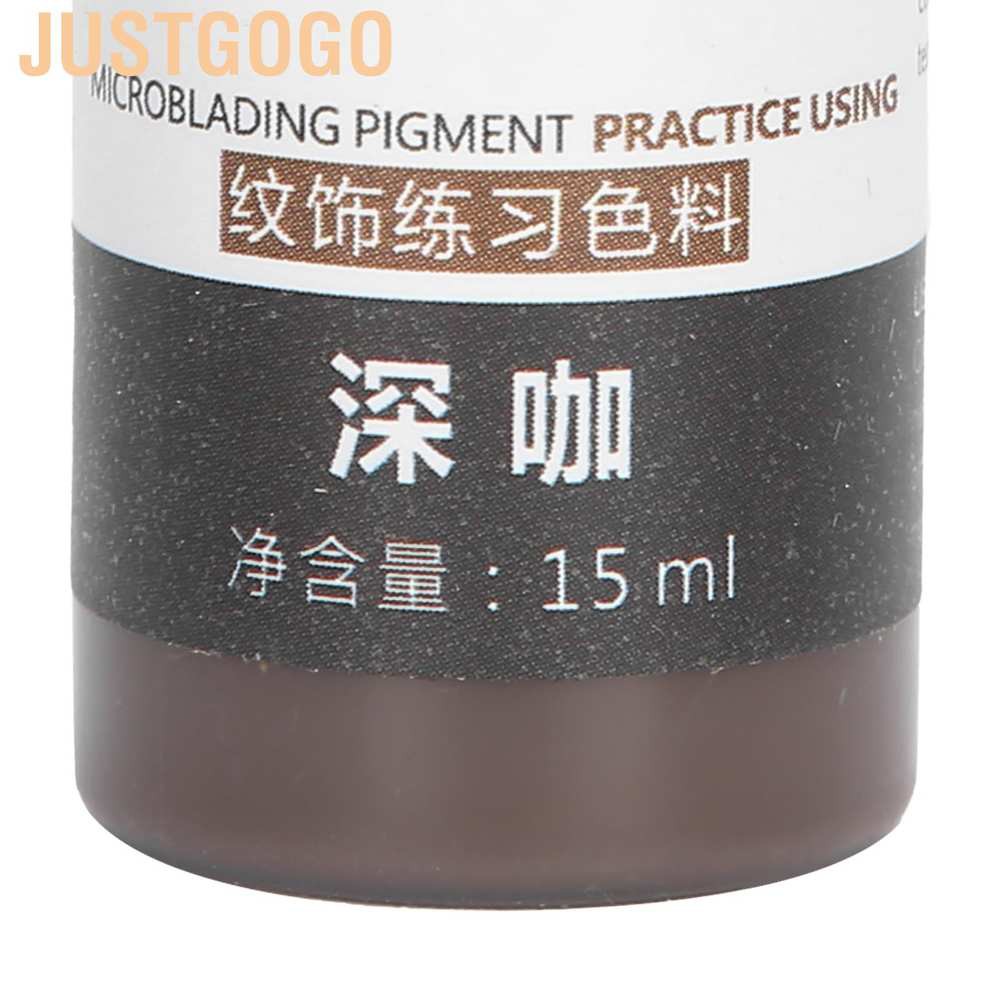 Justgogo 15ml Eyebrow Eyeliner Tattoo Pigment Microblading Semi‑Permanent Ink for Practice