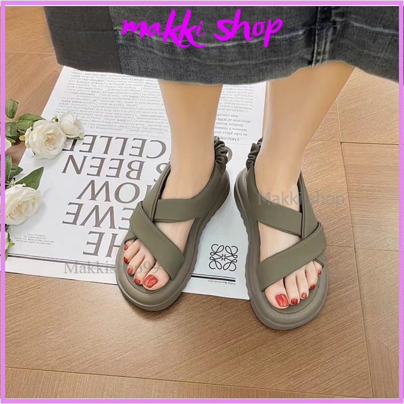Sandal chun xoắn siêu xinh mới, sandal nữ đế răng cưa cao 4cm MAKKI SHOP