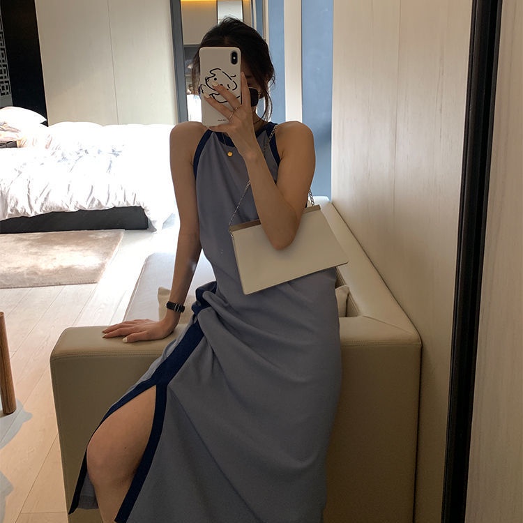 Đầm dài qua gối sát nách dáng rộng thiết kế hở vai thời trang mùa hè cho nữ