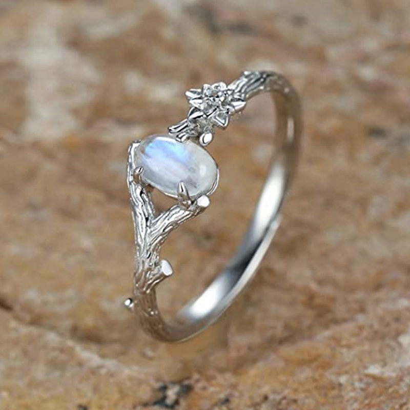 Nhẫn Đính Đá Mặt Trăng Tự Nhiên Dùng Làm Quà Tặng Sinh Nhật /