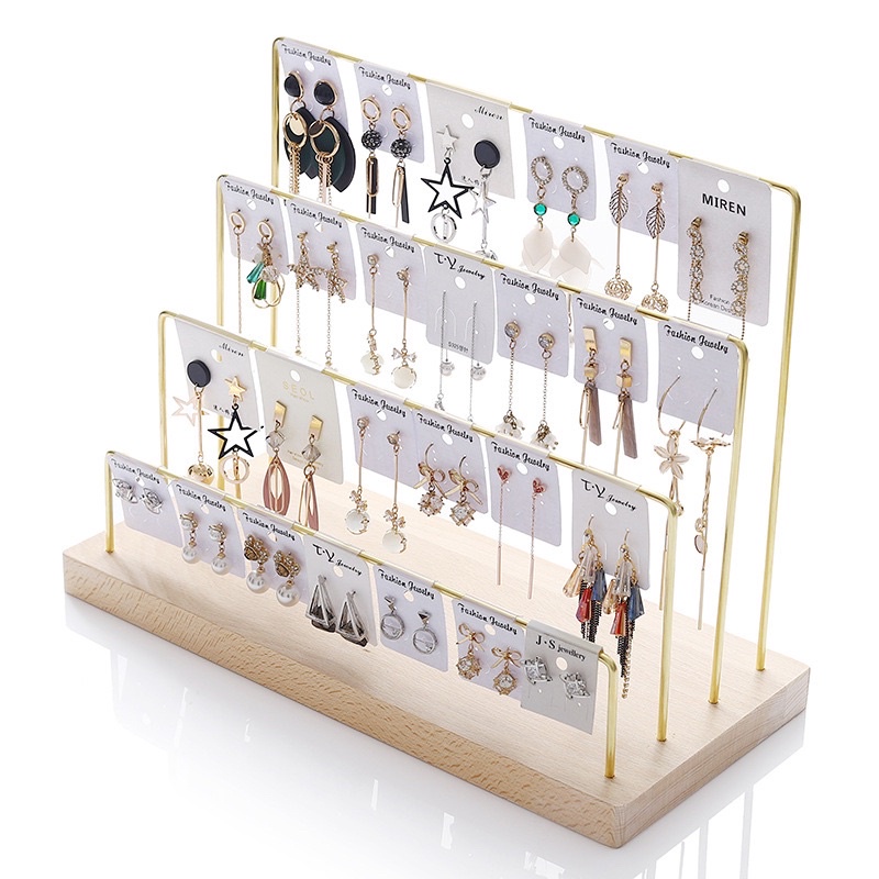 Kệ treo hoa tai đế gỗ sang trọng