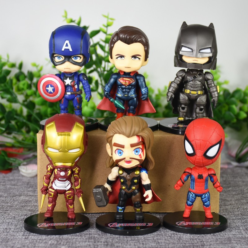 Bộ mô hình 6 siêu anh hùng Marvel Avengers trang trí bánh kem, topper trang trí bánh