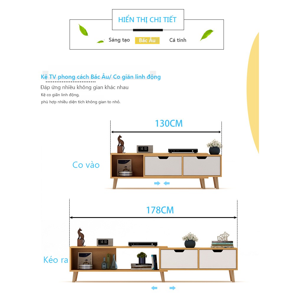 [SHIP HỎA TỐC]Combo Kệ Tivi Bàn Trà IGA Để Sàn Thông Minh Tự Thay Đổi Kích Thước - GP82