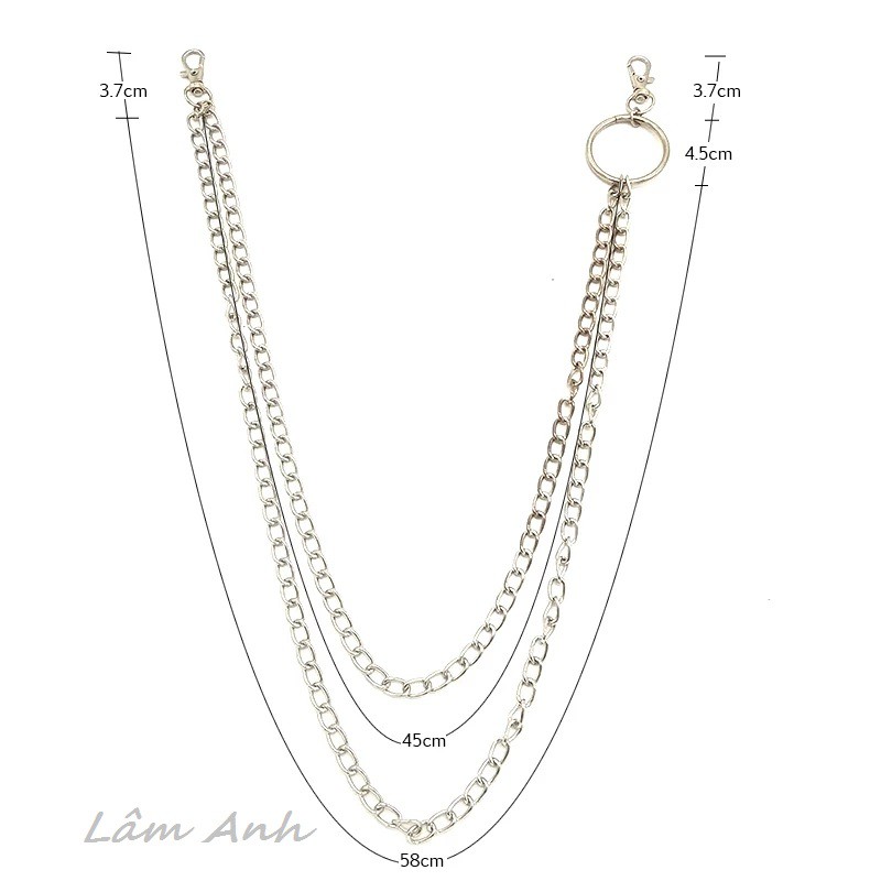 Móc Khóa Dây Xích Chain Quần Không Gỉ,Mắt Xích Kim Loại Sáng Bóng 6MM