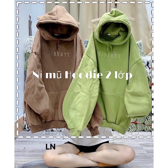 Áo hoodie Liberty mũ 2 lớp DA6