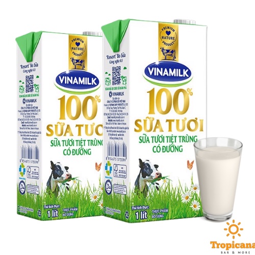 Sữa Tươi Tiệt Trùng Vinamilk 100% Có Đường (1L) - Thùng 12 Hộp