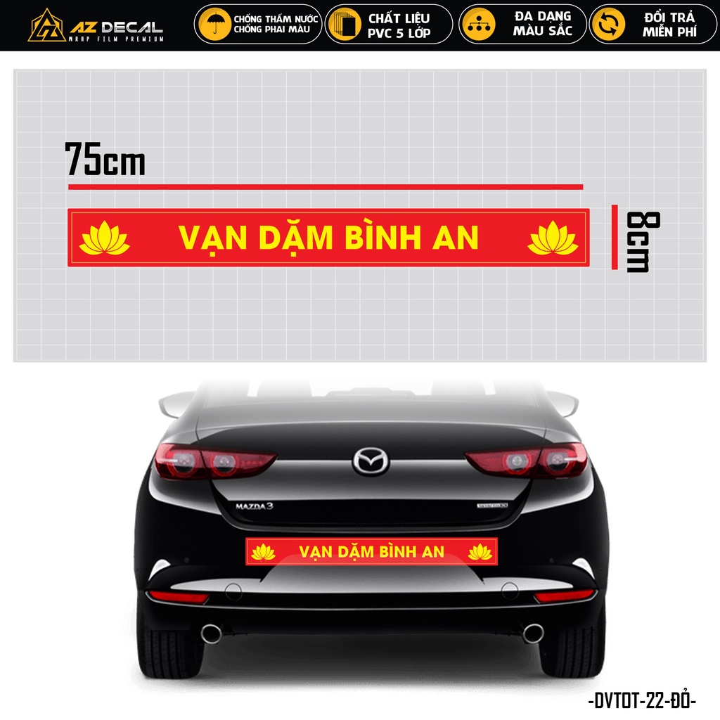 Tem Dán Xe Ô Tô Tải Mẫu Vạn Dặm Bình An | DVTOT-22 | Decal Team Dán Sườn Kính Lái Cản Sau Oto Xe Hơi