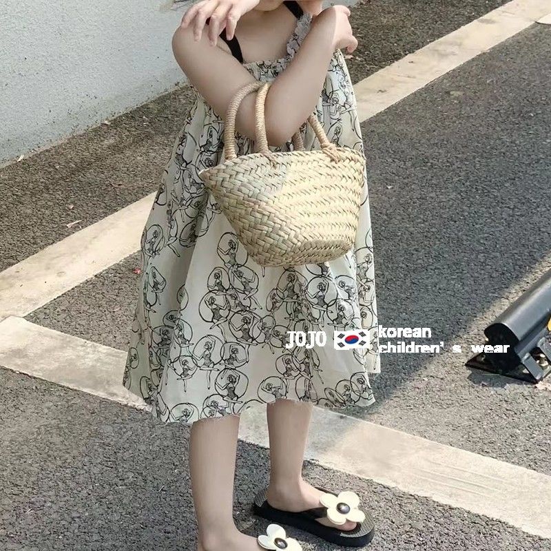 Đầm Hoa Tay Ngắn Phong Cách Hàn Quốc Thời Trang Mùa Hè Hàng Mới Dành Cho Bé Gái 5 Tuổi