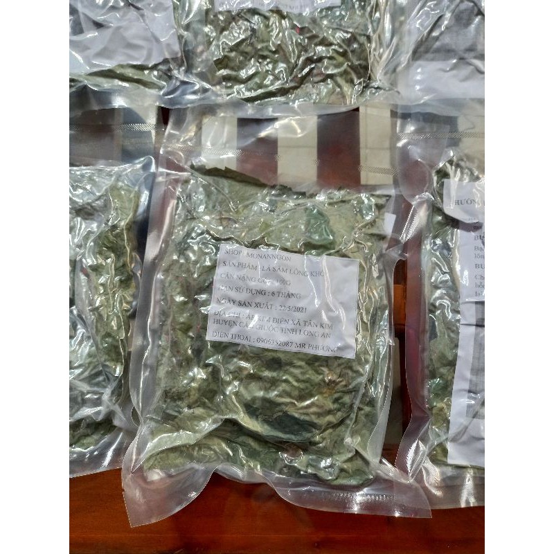 Lá sương sâm lông khô , 100g , có tặng nang mực, gói hút chân không