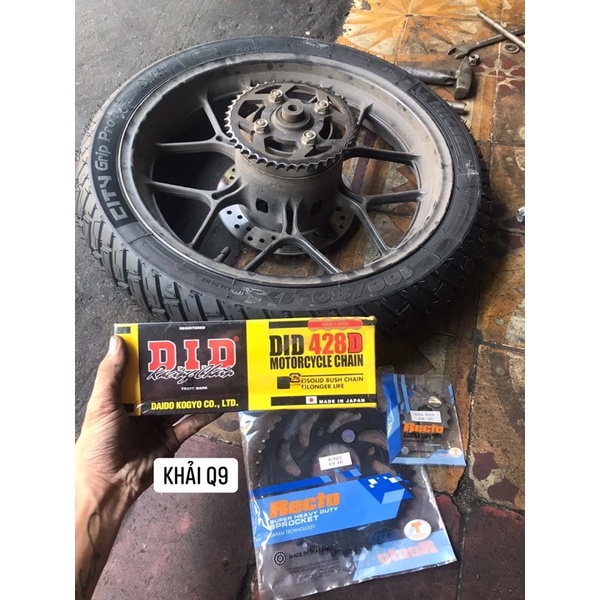 Nhông sên dĩa RECTO DID vàng tem xanh chính hãng xe Winner,Sonic,Ex 135,Ex150,Ex 155,Satria,Future led - RD