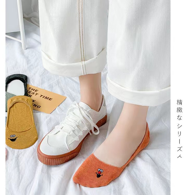 Vớ cotton Cổ Thấp Tàng Hình Thêu Họa Tiết Phong Cách Nhật Bản Thời Trang Mùa Xuân Cho Nữ