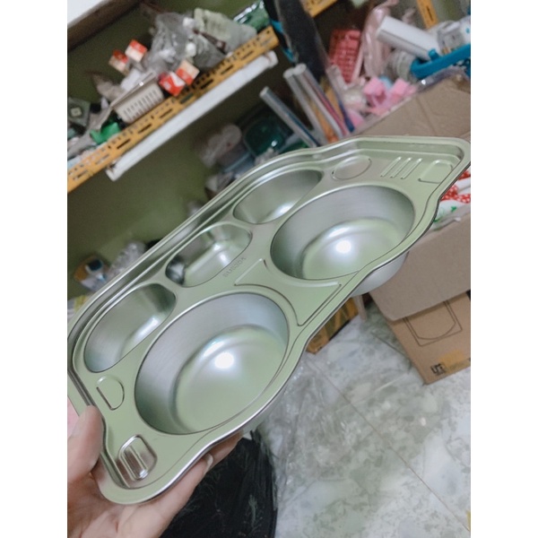 Khay cơm 3 ngăn trẻ em ăn dặm cho bé hình thú inox 304 kháng khuẩn bảo vệ sức khỏe dễ vệ sinh kích thích ăn ngon