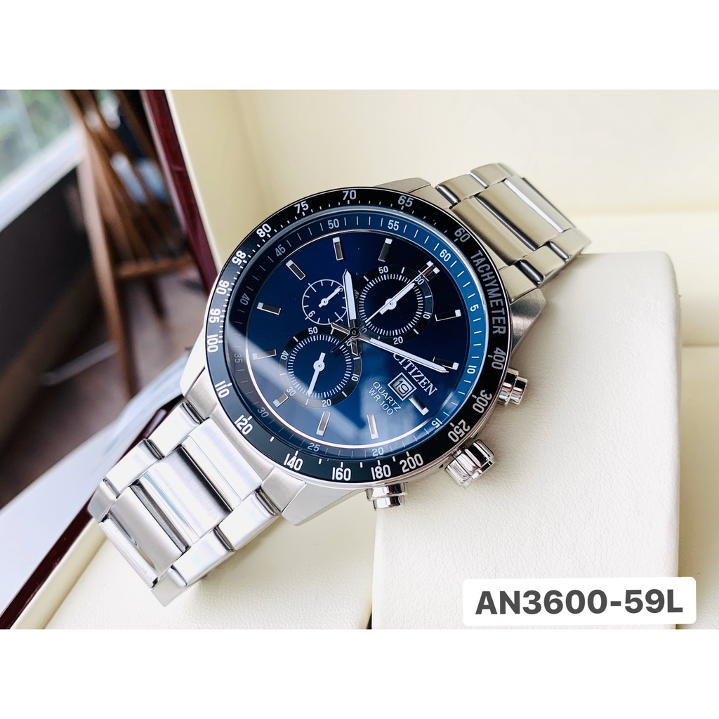 Đồng hồ nam chính hãng Citizen AN3600-59L - Máy quartz Chronograph 6kim - Kính cứng