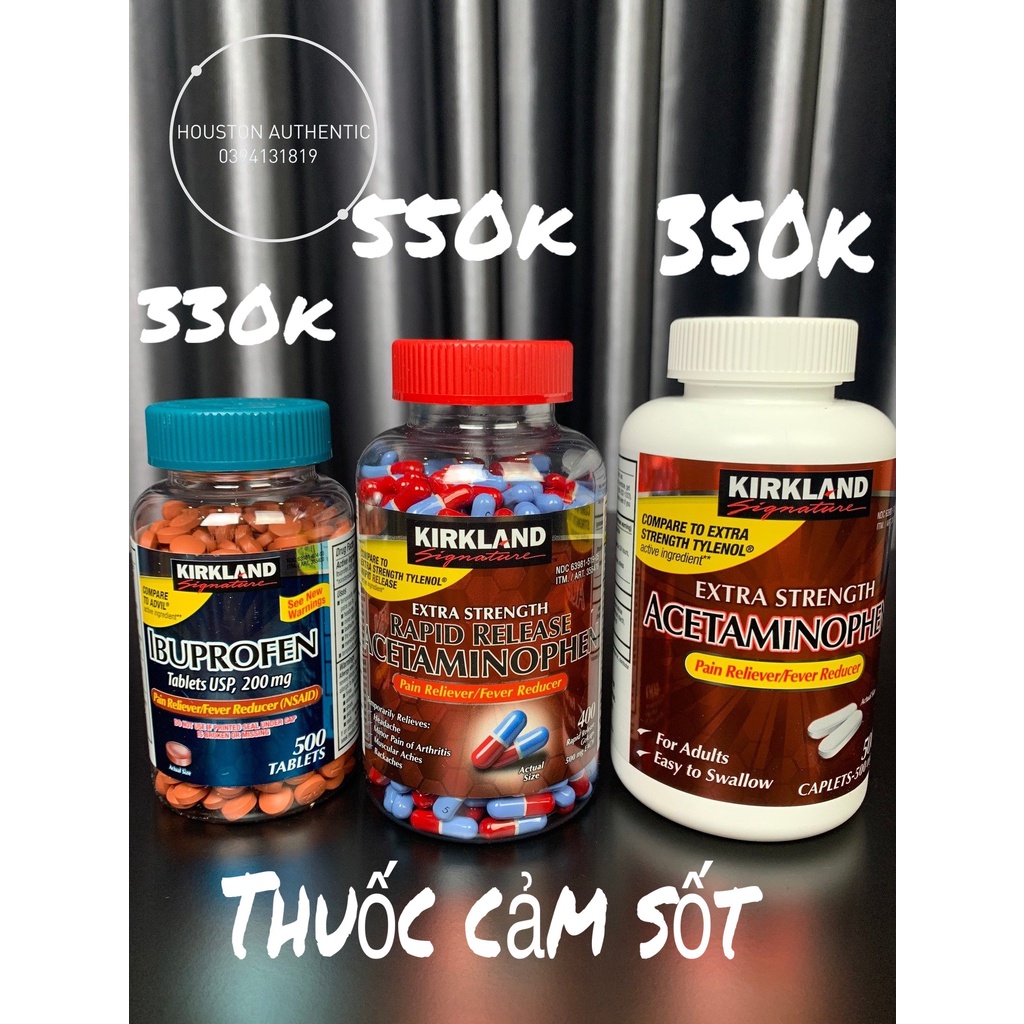 Viên Uống Extra Strength Rapid Release Acetaminophen 500mg Kirkland Signature_Live tại Mỹ