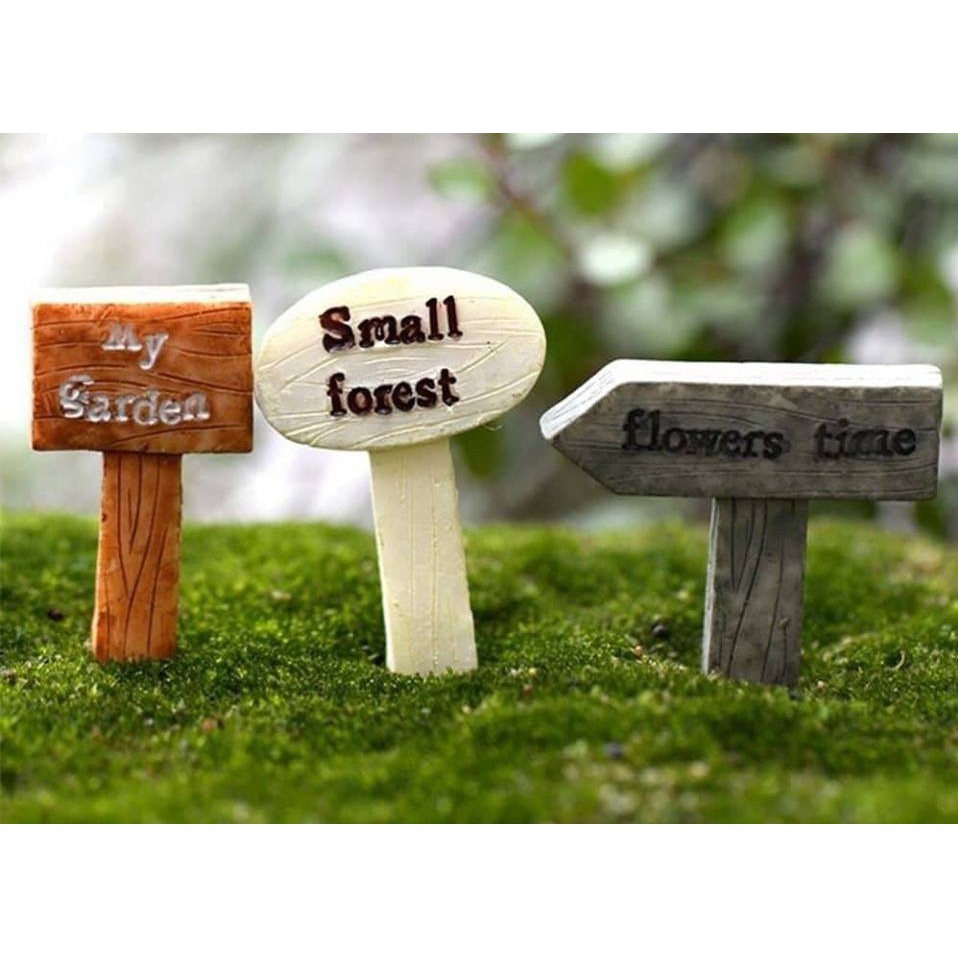COMBO 3 Tiểu cảnh Biển hiệu vườn trang trí terrarium, sen đá, xương rồng, cây cảnh mini