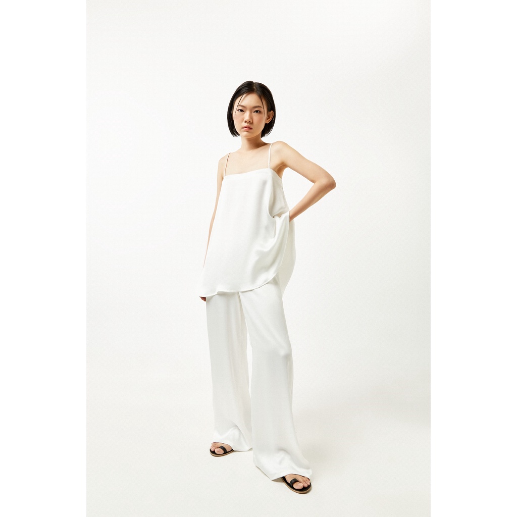 DOTTIE - Quần lụa ống rộng nữ trắng Q0259