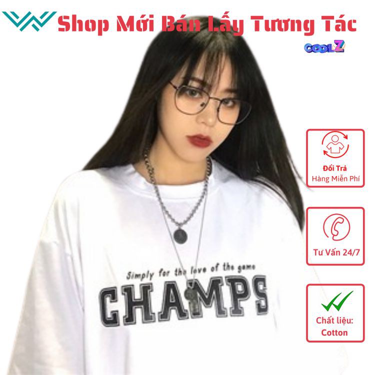 Áo thun tay lỡ CoolZ phông Unisex nam nữ  oversize form rộng Champs CZ009