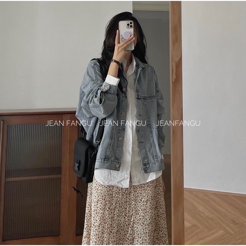 Áo khoác bò unisex Shynstores form rộng vải đẹp freeship