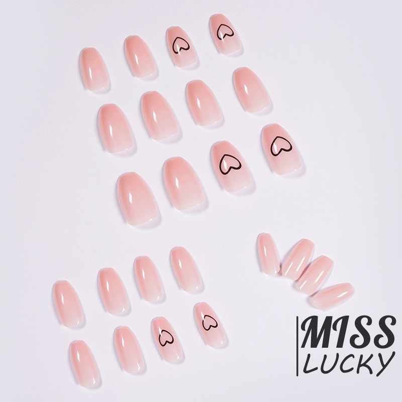 Set 24 Móng Tay Giả Màu Hồng Xinh Xắn Kèm Keo Dán
