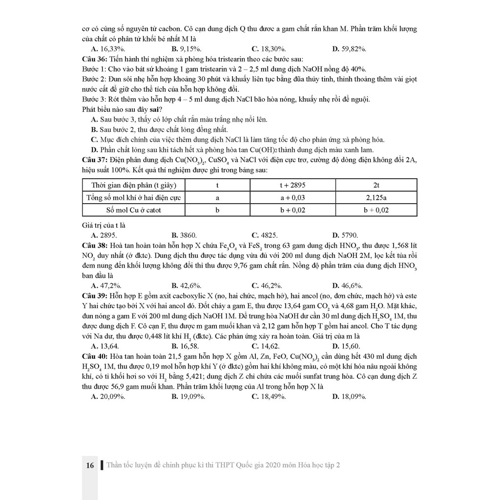 Sách - CC Thần tốc luyện đề 2020 môn Hóa học tập 2