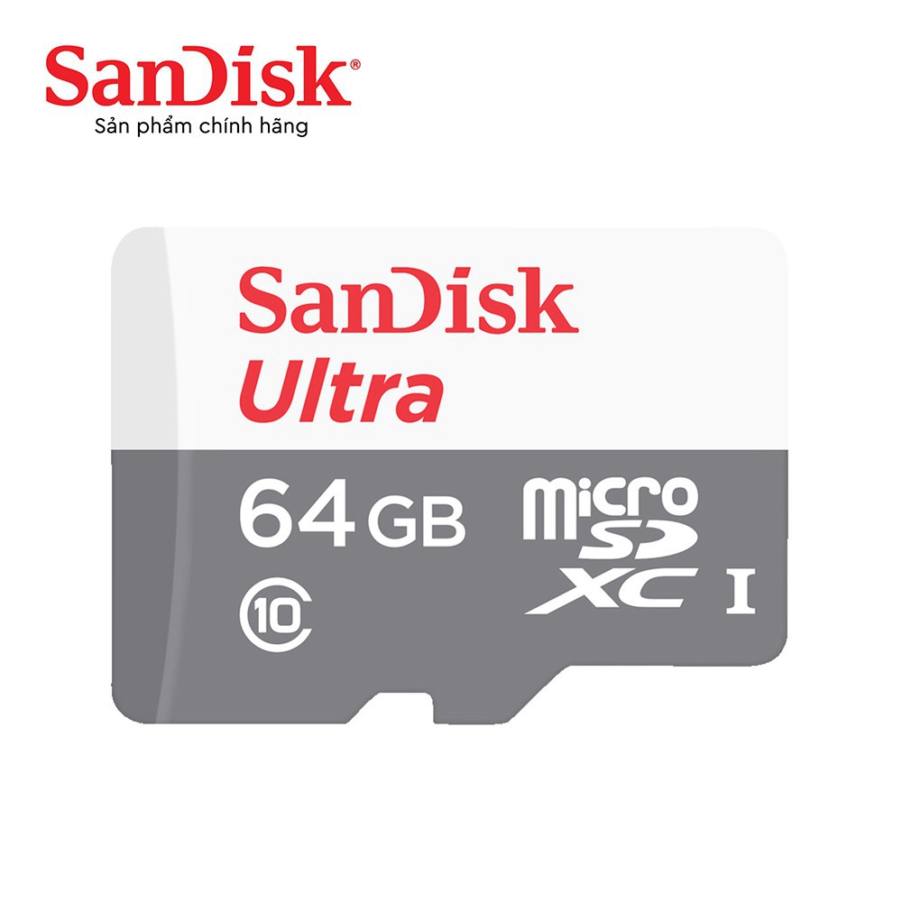 Thẻ nhớ SanDisk Ultra microSDHC, SQUNS 64GB, C10, UHS-I, 80MB/s - Đại lý chính hãng