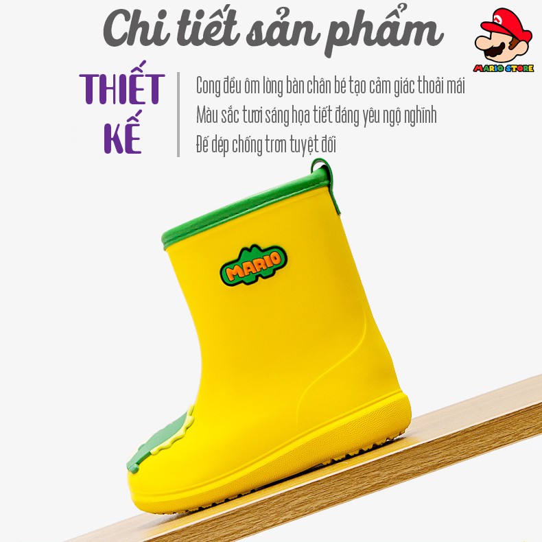 Ủng đi mưa cho bé MARIO sticker đáng yêu đế xốp mềm mại