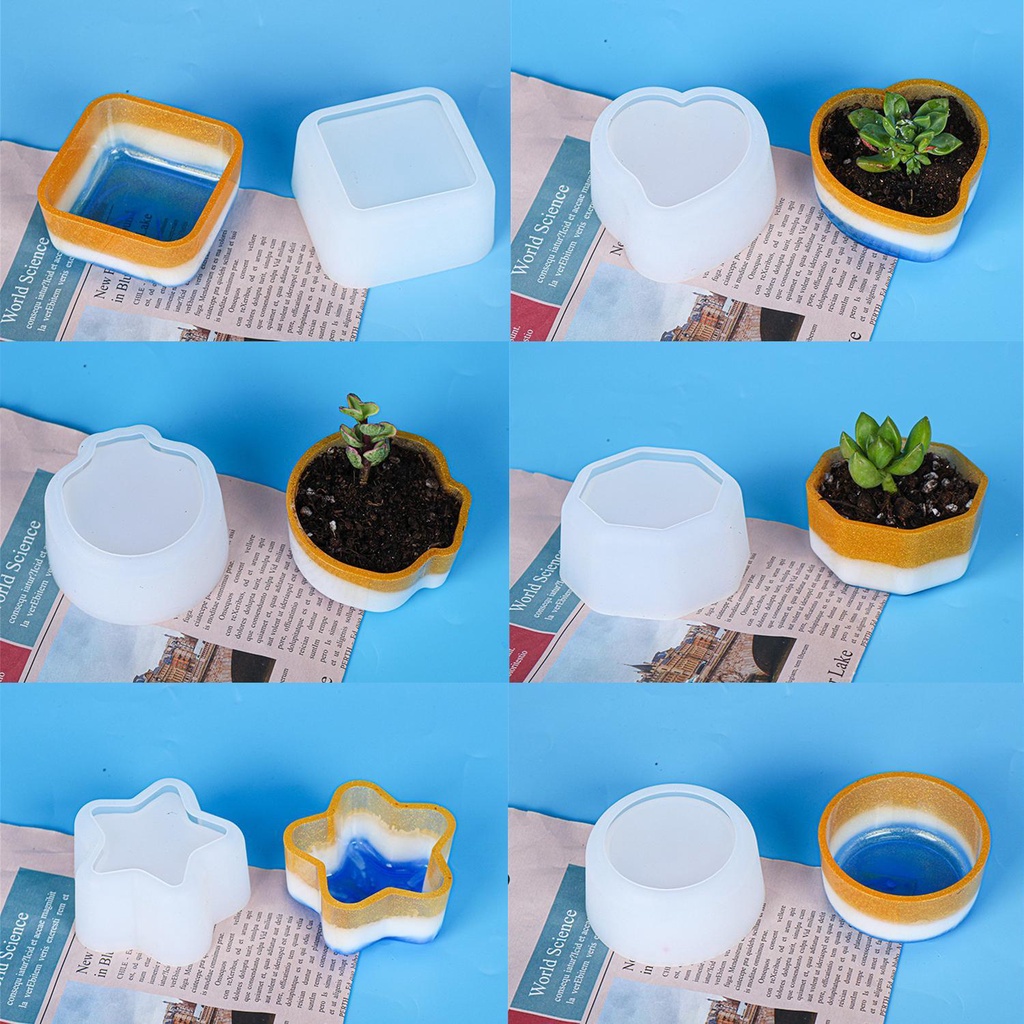 ESPO Khuôn Nhựa Resin Pha Lê Làm Chậu Hoa Sen Đá