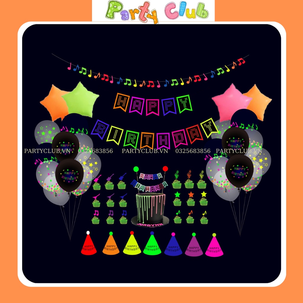 Dây chữ trang trí sinh nhật - dây treo Happy Birth Day màu neon