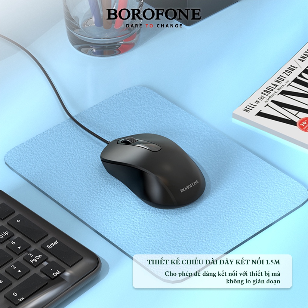 Chuột máy tính có dây Borofone BG4 dây dài 1.5m - AK Mobile