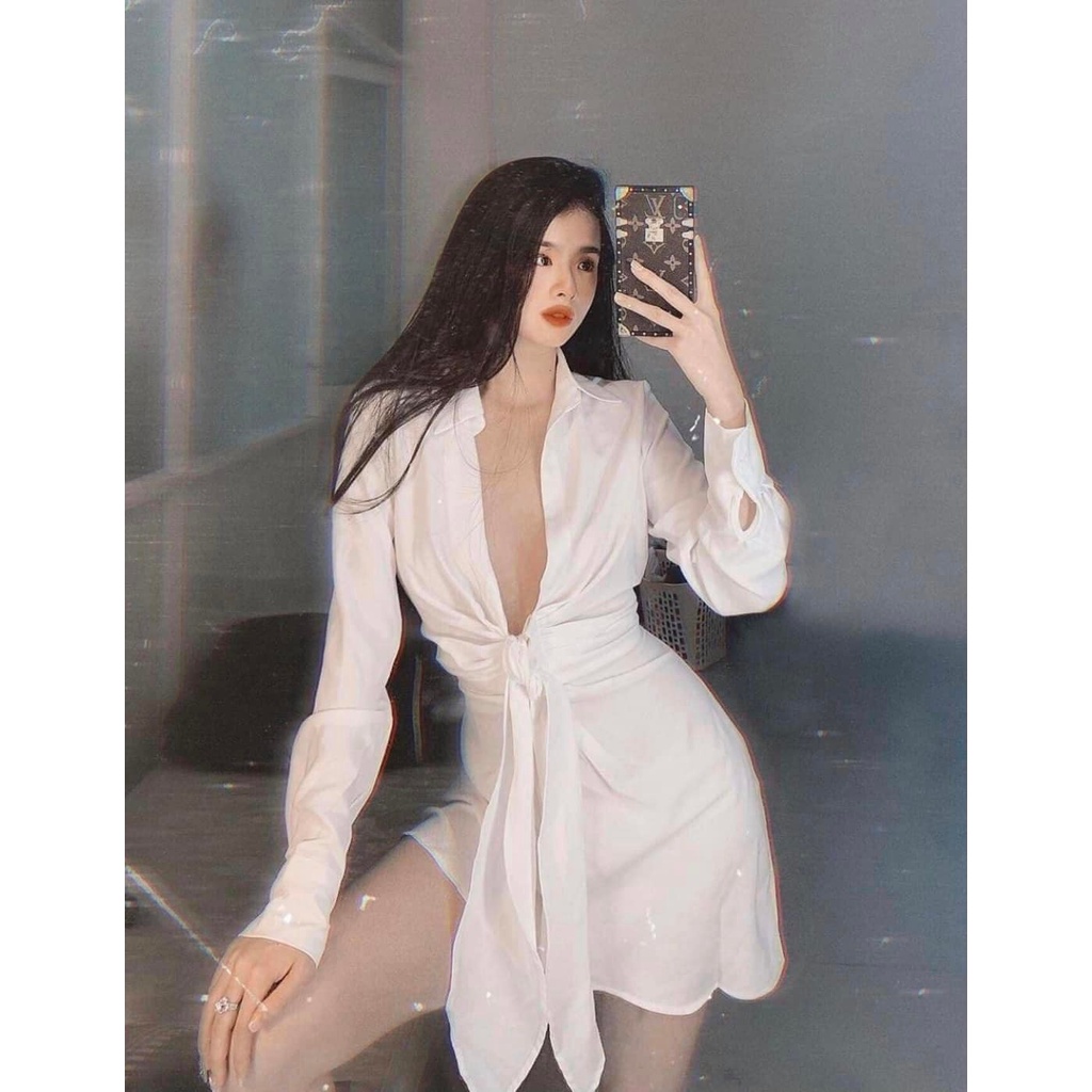 Váy lụa sơ mi