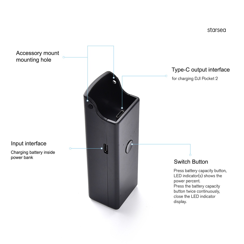 Đế sạc dự phòng nhỏ gọn từ ABS cho DJI OSMO POCKET 2