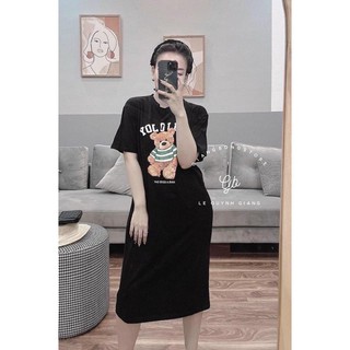 Váy xuông cotton có túi sườn hình gấu cute