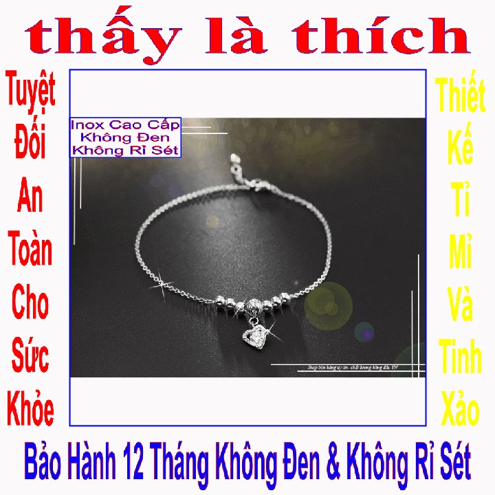 Lắc chân vàng cho bé gái kiểu trái tim đá Zircon và bi - An toàn cho trẻ - Cam kết 1 đổi 1 nếu hoen, gỉ sét