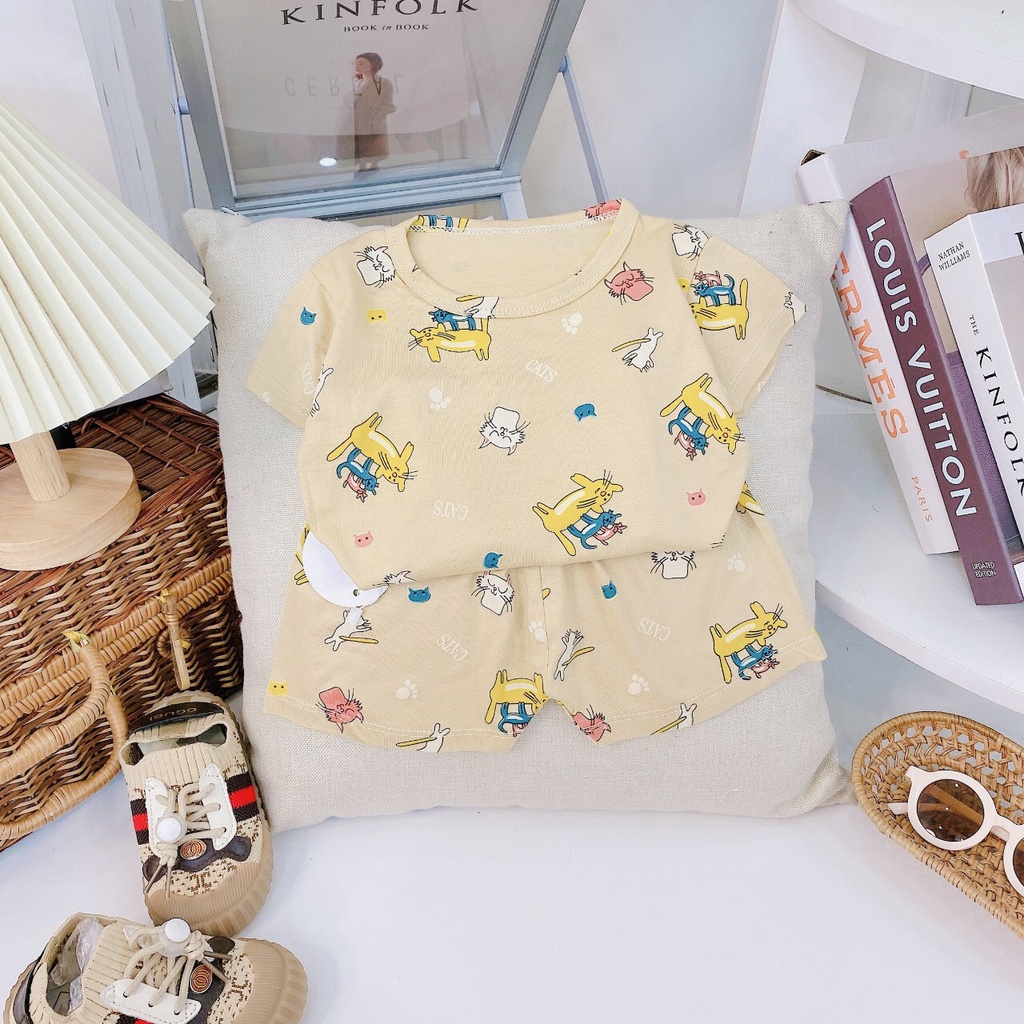 Bộ Đồ Cộc Tay Bé Trai, Bé Gái Chất Thun Lạnh MinkyMom Hình Con Vật In Nhí, Đồ Bộ Hè Cho Bé Gái Mặc Nhà - AN.KID